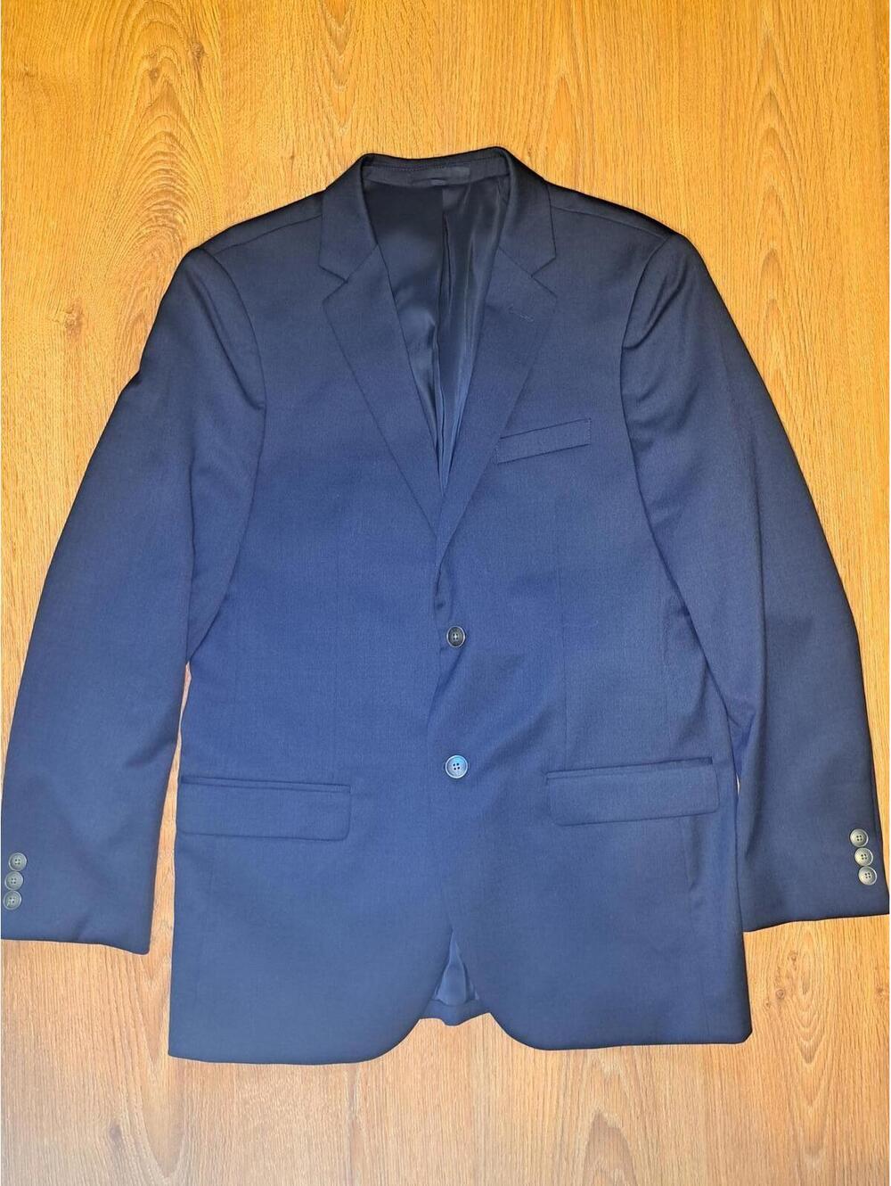 Jos A Bank 2 Piece Suit Boys Size 18 Pants 16 Navy Blue Wool - Picture 2 of 16